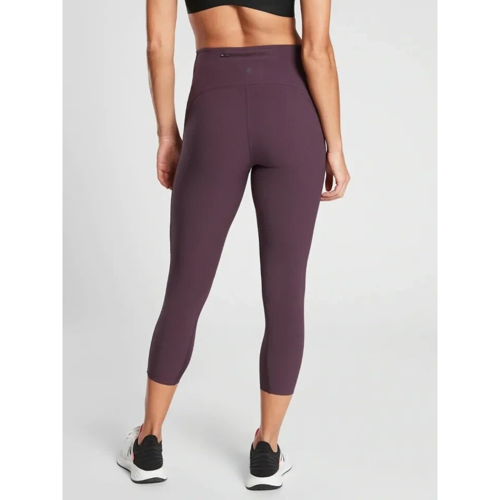 ✨2/$20 Athleta Ultimate Dobby Crop Pant Pocket Athletic Textured Purple SP Small - Picture 9 of 16